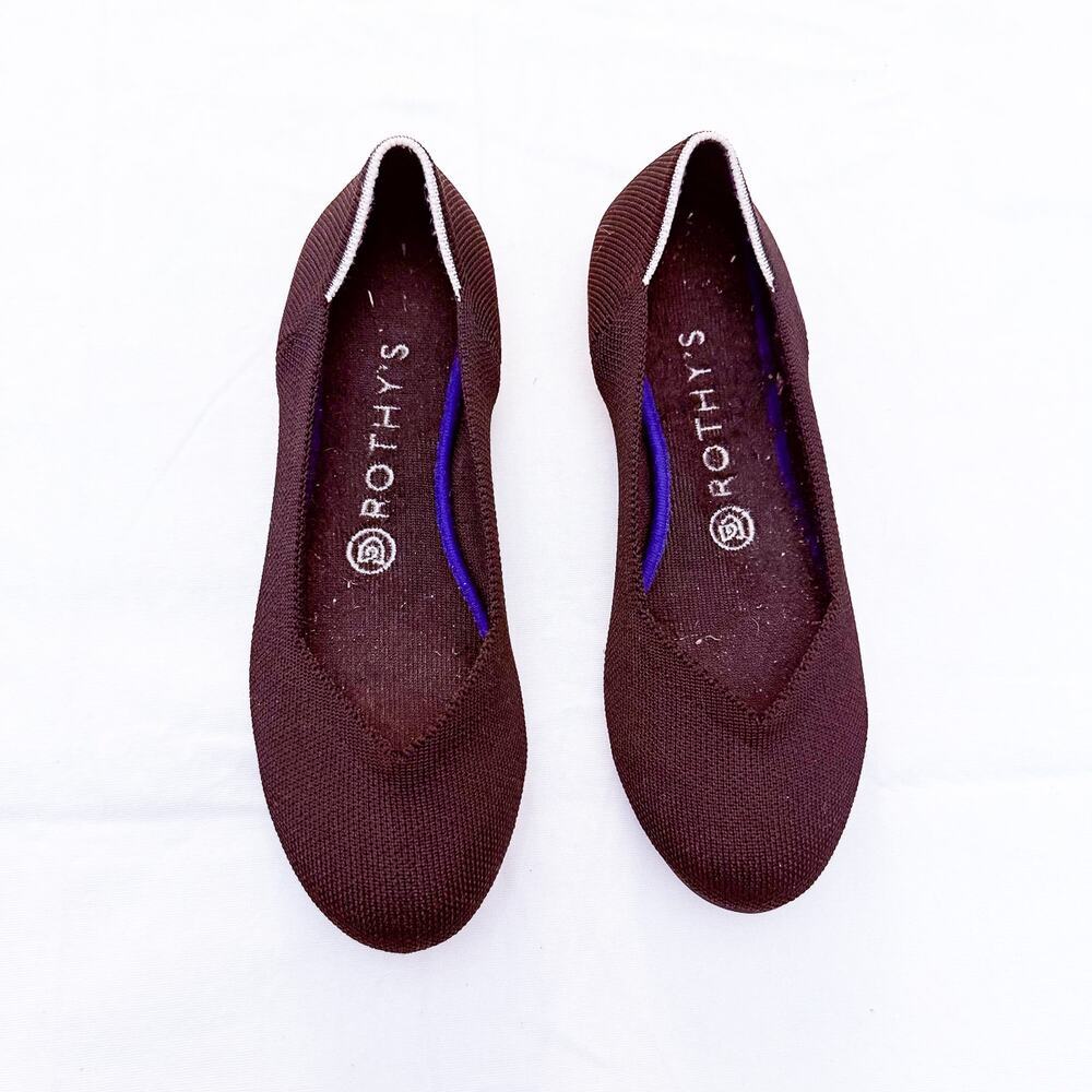 Rothy's The Flat Cabernet Knit Comfort Round Toe Contrast Detail Flat Size 7.5